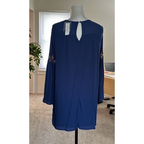 Blue Rain Francesca's Bohemian Embroidered Mini Dress Blue NWT Size S A-line - Picture 2 of 11